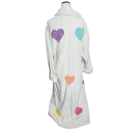 VTG Chenille Heart Robe Rare Multicolor Tufted Shabby Chic Canyon Group M READ - Picture 3 of 7